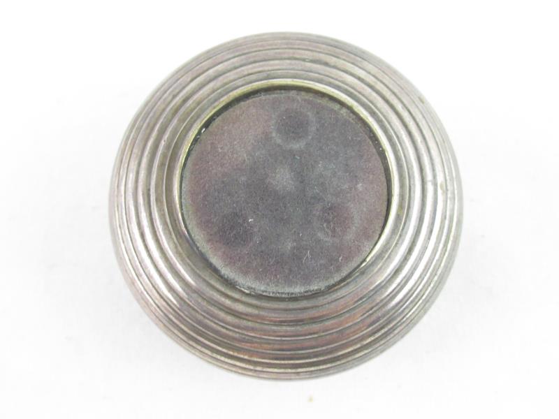 Vintage Round Silver Plate Ash Tray With Lid And Handle Ribbed Marbles On Top