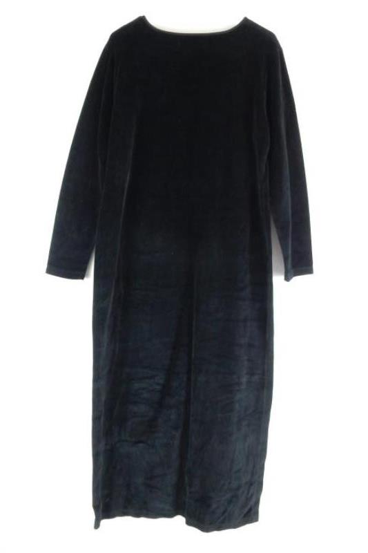 Vintage Jones Wear Sport Black Velvet Midi Dress Women's Size L Long Sleeves