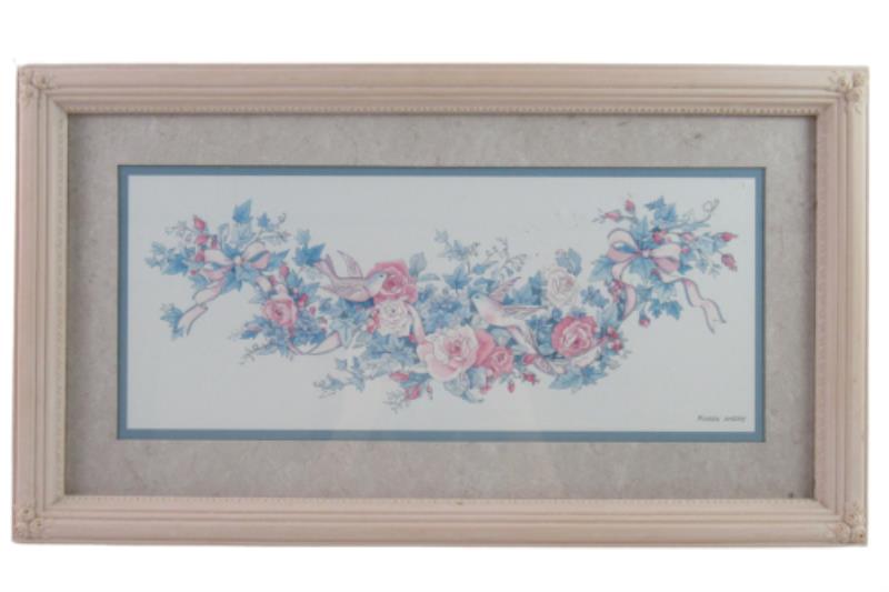 Framed And Matted Dove and Roses Print by Karen Avery