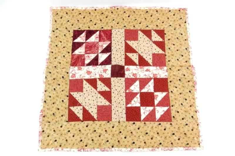 Lot of 2 Quilted End Table Cloths Small Square Cherries Floral Patchwork