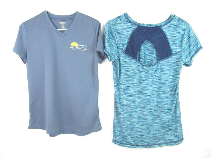 Lot of 2 Women's Blue Active Tops Size Large Xersion Mesh Back Helium E2