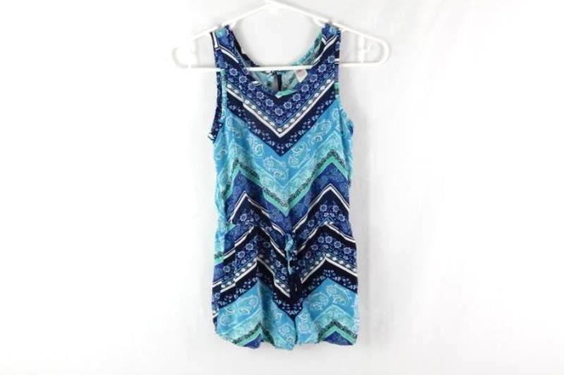 Lot of 2 Justice Girls Clothes Romper Tee Shirt Size 8 Teal Blue Green