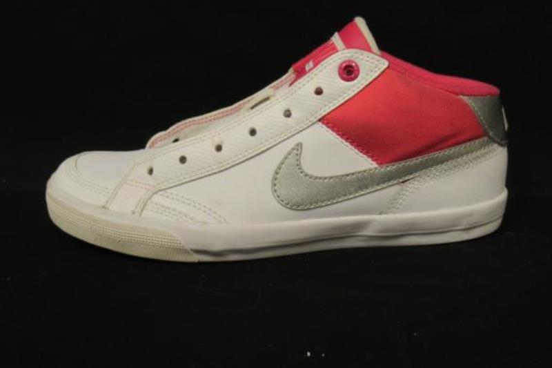 Nike Mid Top Sneakers Women's Size 6 White Pink Metallic No Laces