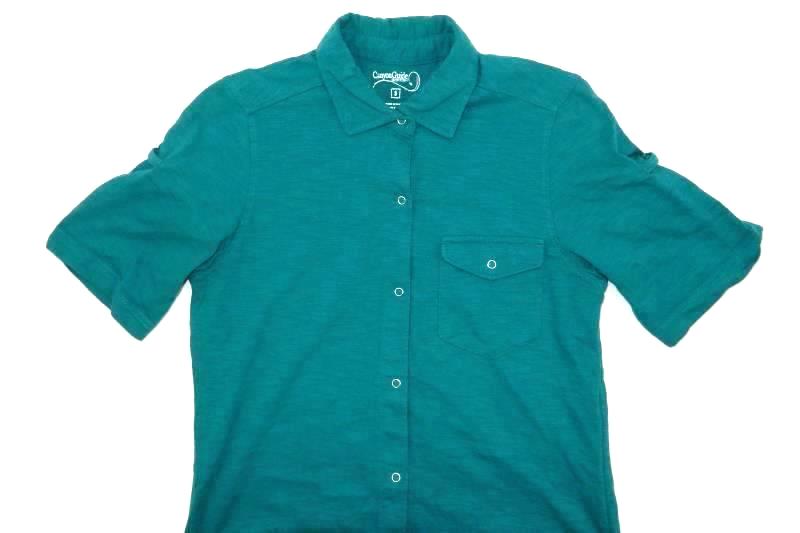 Canyon Guide Outfitters Button Up Knit Top Women's Size Small Collared Teal