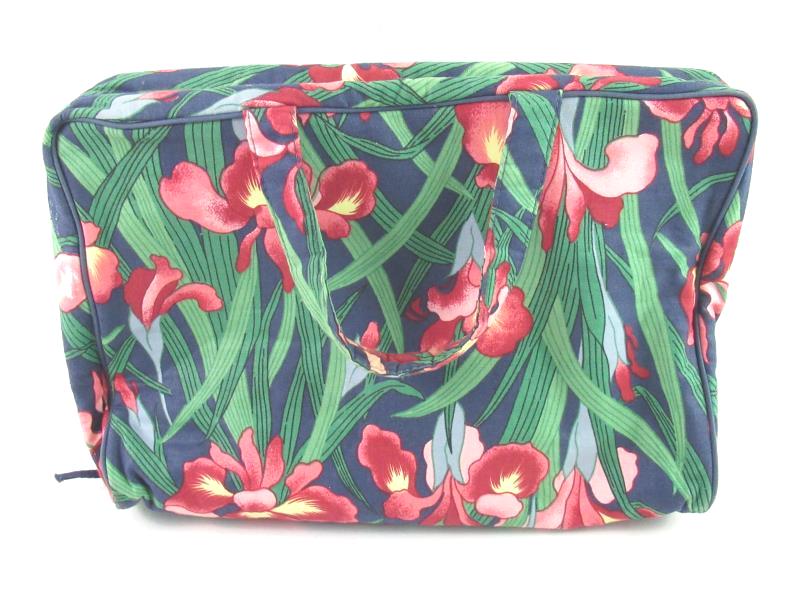 Vintage Floral Travel Cosmetic Hygiene Bag Orchid Handles Zip Closure Pockets