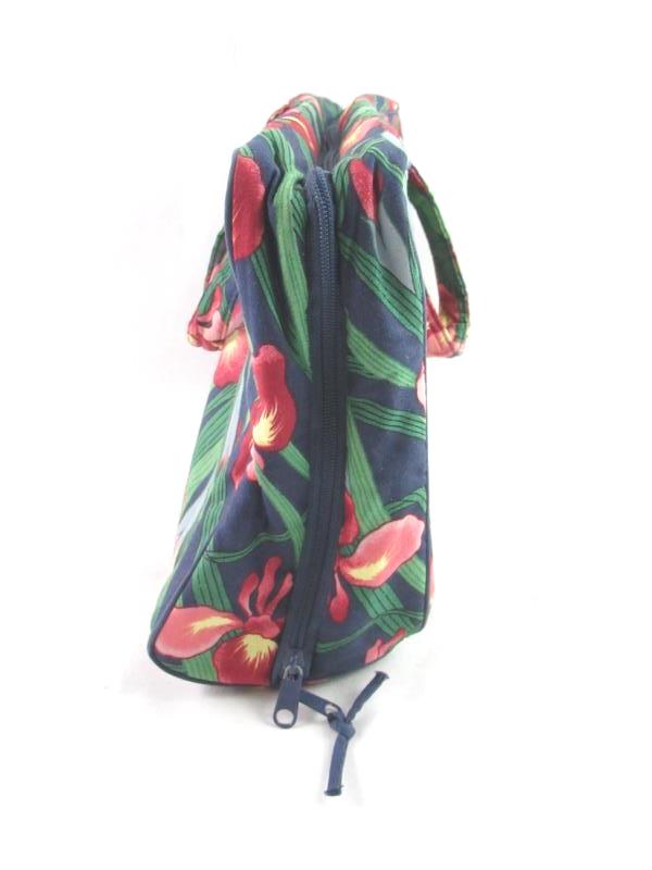 Vintage Floral Travel Cosmetic Hygiene Bag Orchid Handles Zip Closure Pockets
