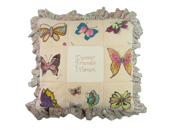 Vintage Homemade Patchwork Friendship Pillow Sign Denver Friends Women