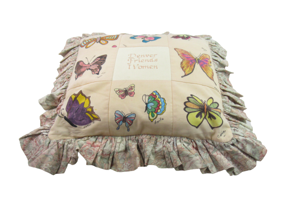 Vintage Homemade Patchwork Friendship Pillow Sign Denver Friends Women