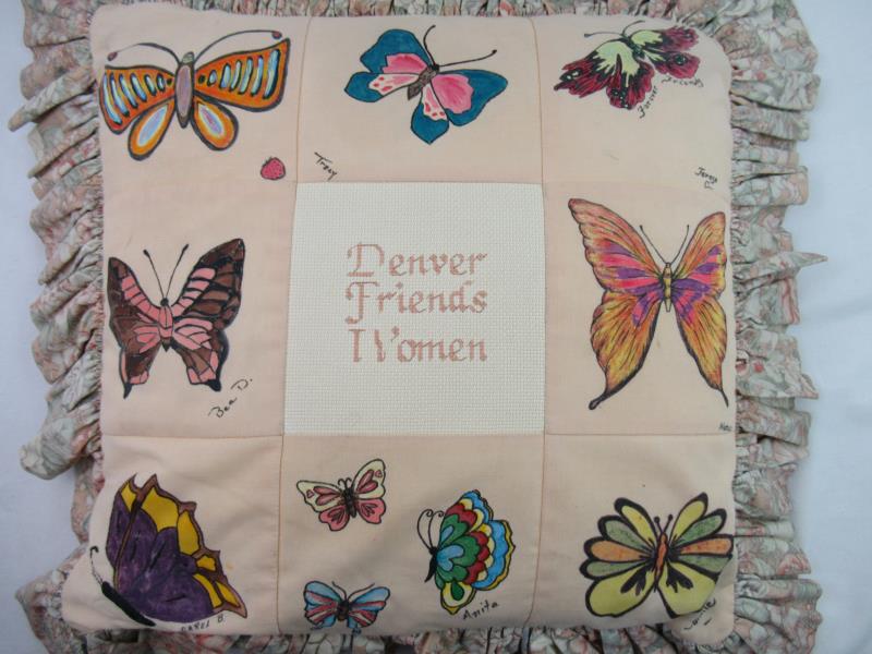 Vintage Homemade Patchwork Friendship Pillow Sign Denver Friends Women