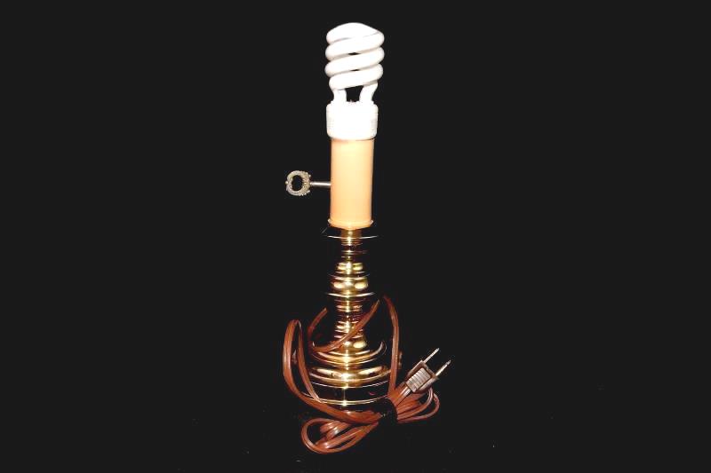 Vintage Candlestick Lamp Gold Tone Metal No Shade