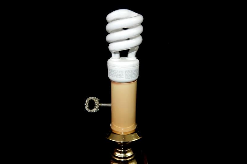 Vintage Candlestick Lamp Gold Tone Metal No Shade
