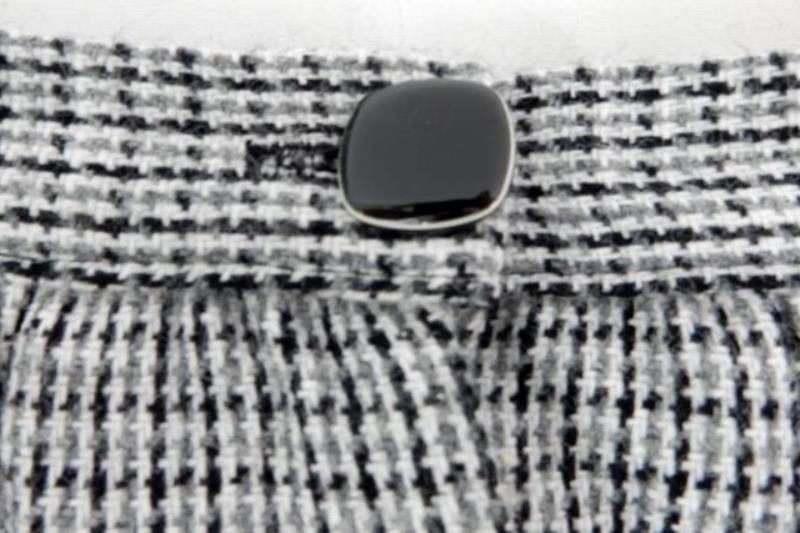 Vintage Women's Plaid Skirt Size 6 Tweed Button Up Back Below Knee Black White