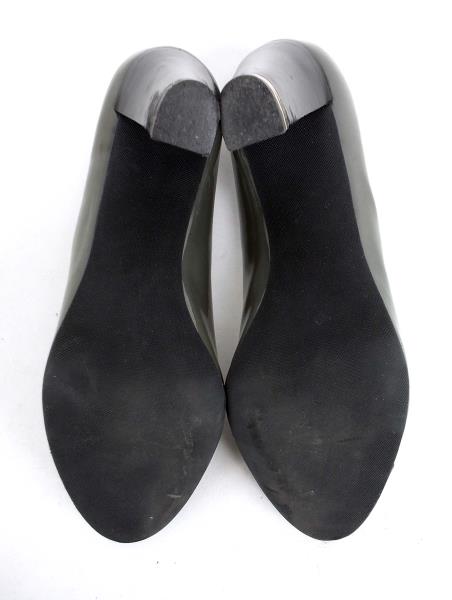 ANN TAYLOR Gray & Black Patent Cap Toe "Shelby" Heels Career Professional Sz 10