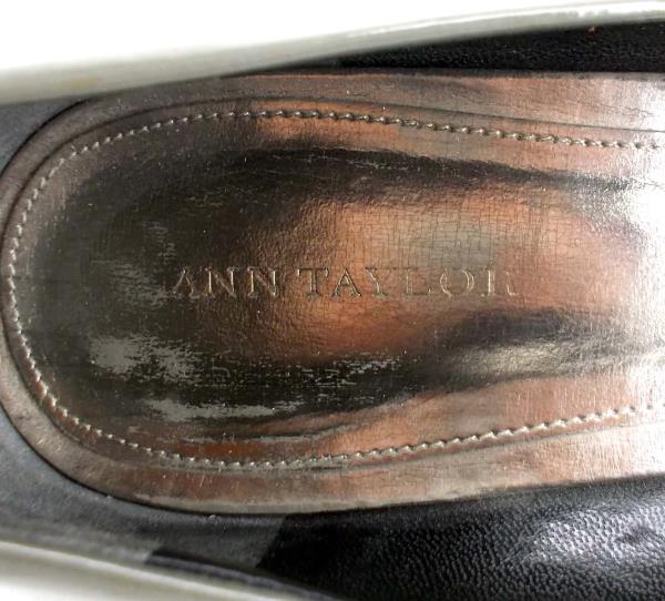 ANN TAYLOR Gray & Black Patent Cap Toe "Shelby" Heels Career Professional Sz 10