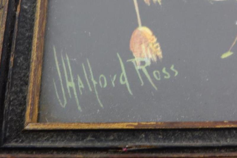 Vintage Framed J Halford Ross Chromolithograph Print Pheasants On A Tree Limb