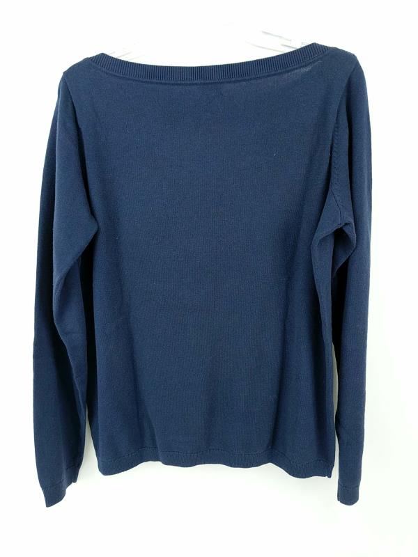 CLOVER by Bobby Jones Pullover Sweater Blue Boat Neck Cotton Silk Cashmere Sz XL