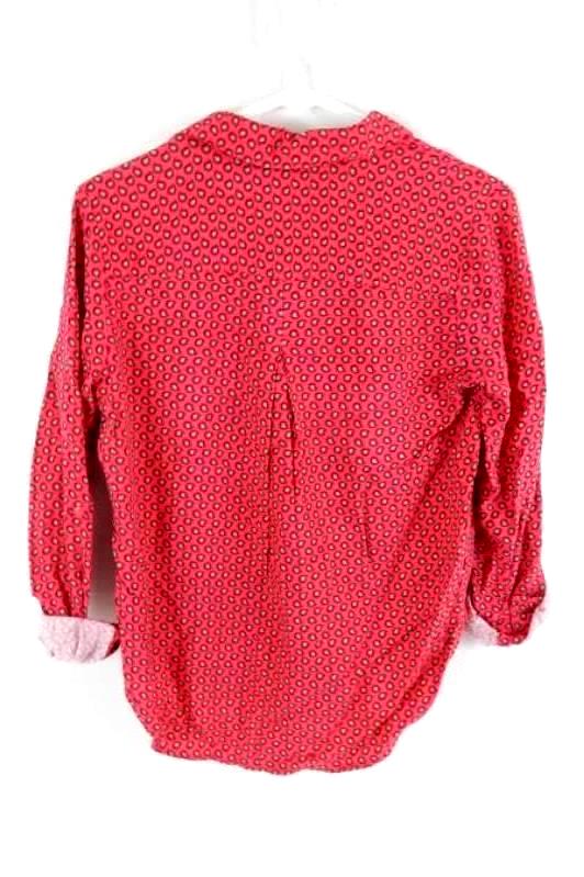 Liz Claiborne Petite Collared Tunic Top Women's Size PS Pink Paisley 3/4 Sleeve
