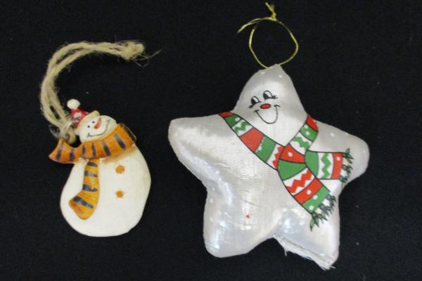Lot of 6 Mixed Snowman Christmas Ornaments Snowflakes Stars Winter Wonderland
