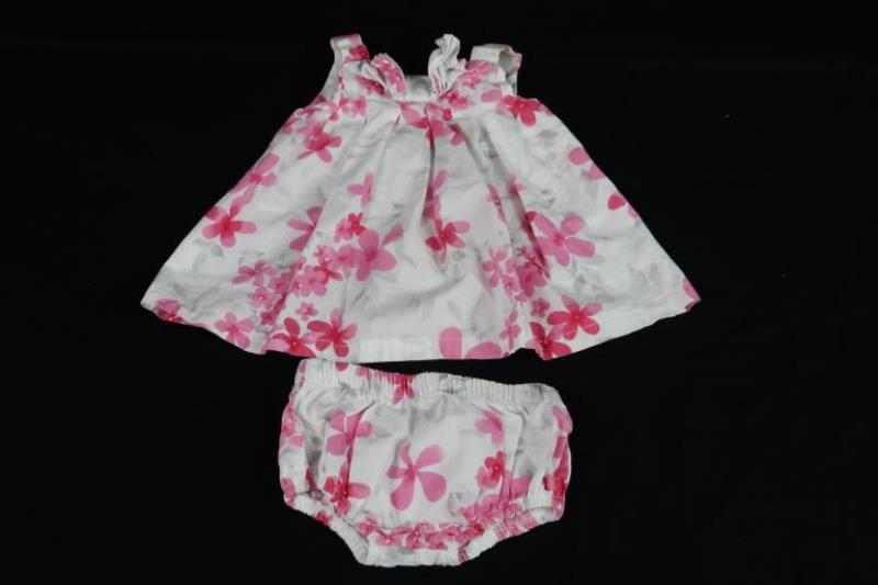Miniwears Baby Two Piece Outfit Set Sz 0-3 Months White Pink Floral