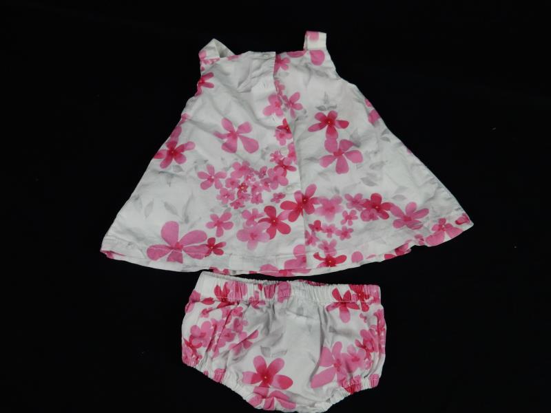 Miniwears Baby Two Piece Outfit Set Sz 0-3 Months White Pink Floral