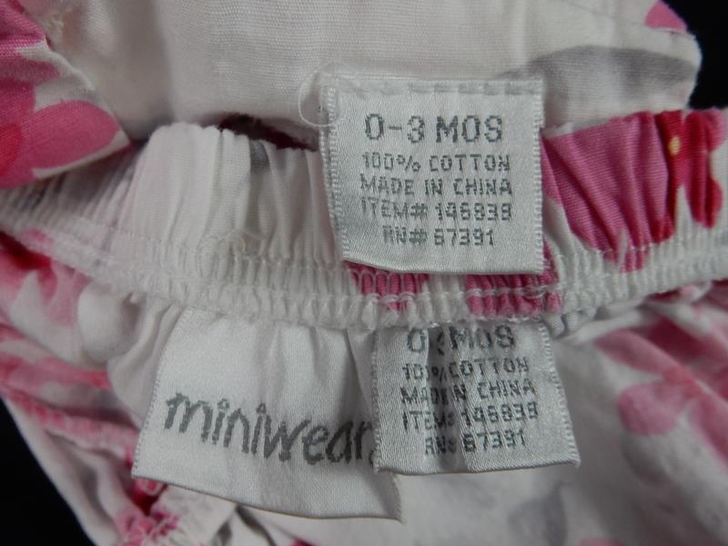 Miniwears Baby Two Piece Outfit Set Sz 0-3 Months White Pink Floral