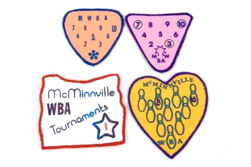 Vintage Bundle Women's Bowling Patches and Pins 1990s McMinnville Oregon League
