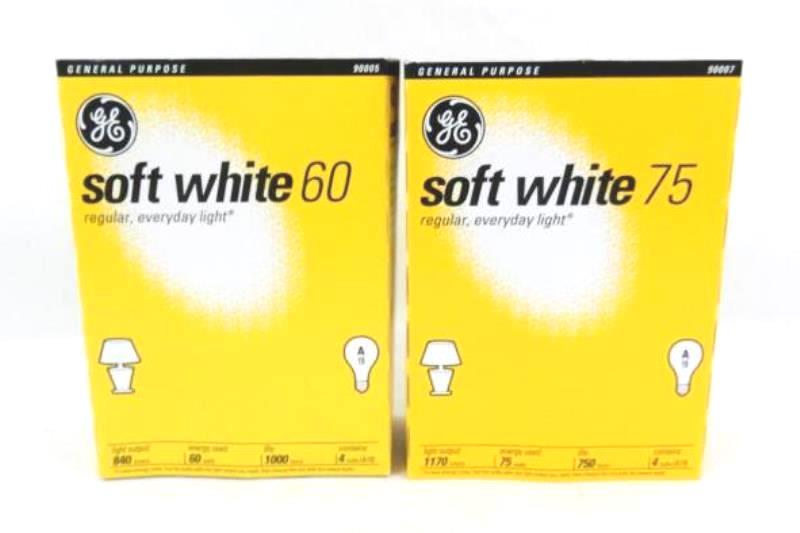 Lot of 6 NEW GE 60W 75W Light Bulb A19 Soft White 2 Boxes Missing 1