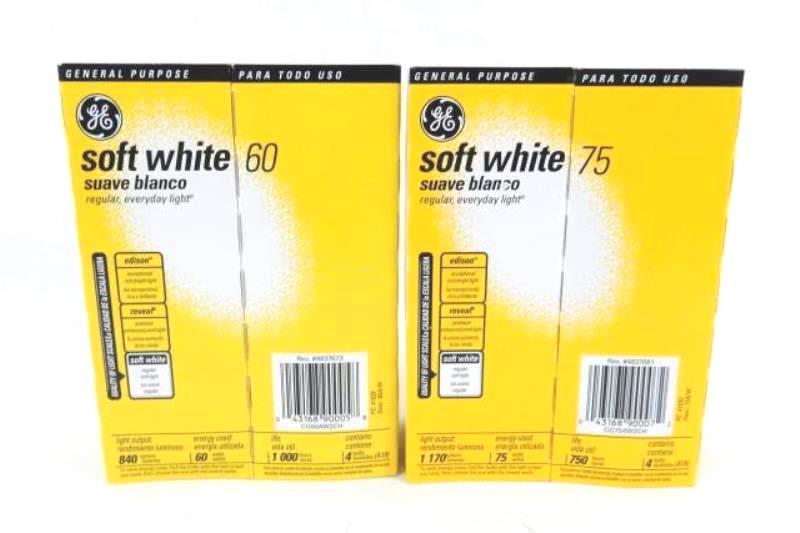 Lot of 6 NEW GE 60W 75W Light Bulb A19 Soft White 2 Boxes Missing 1