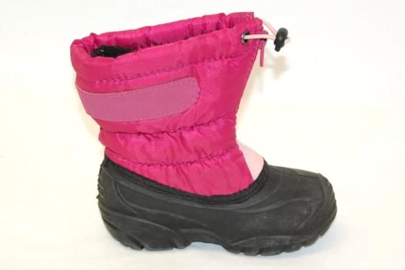 Kamik Girl's Winter Snow Boots Size 8 Black Pink Zipper Drawstring Closure