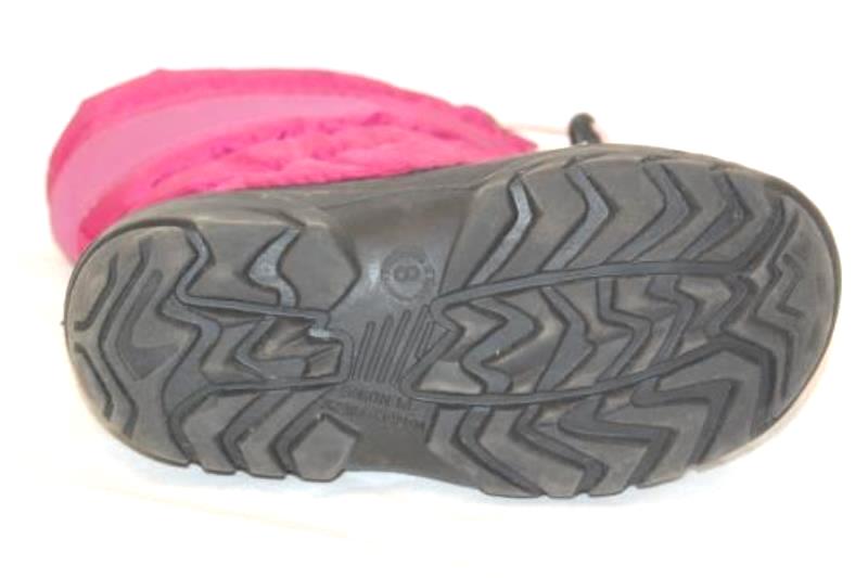 Kamik Girl's Winter Snow Boots Size 8 Black Pink Zipper Drawstring Closure