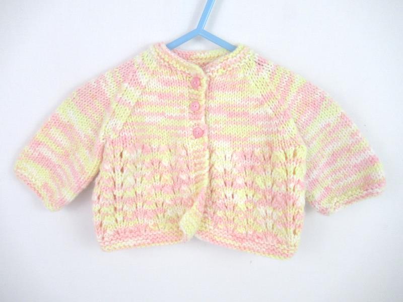Lot of 2 Homemade Hand Knit Crochet Baby Girl Sweaters Cardigans See Measurement