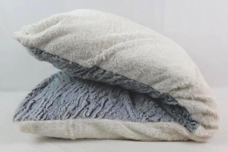 Fleece Body Pillow Blue White Fuzzy Soft Rectangle Shaped Polyester