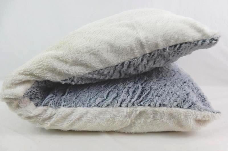 Fleece Body Pillow Blue White Fuzzy Soft Rectangle Shaped Polyester