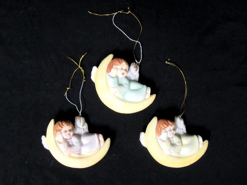 Lot of 3 Vintage Angel Ornaments Ceramic R.O.C. Made in Taiwan