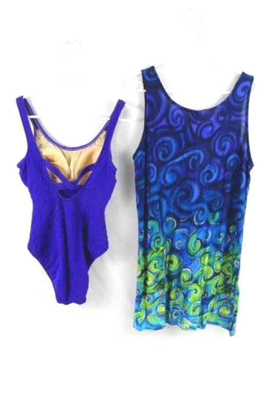 Vintage Swimsuit and Cover Women's Size 12 L Mainstream Cazimi One Piece Purple