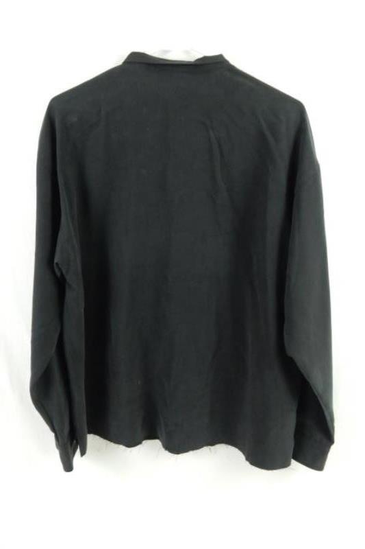 Vintage Orvis Silk Button Up Shirt Top Black Soft Women's Size M Raw Cut Hem