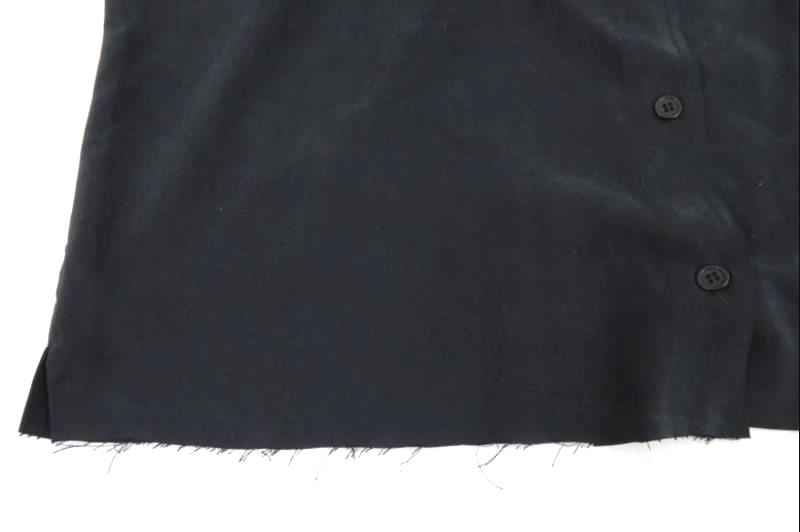 Vintage Orvis Silk Button Up Shirt Top Black Soft Women's Size M Raw Cut Hem