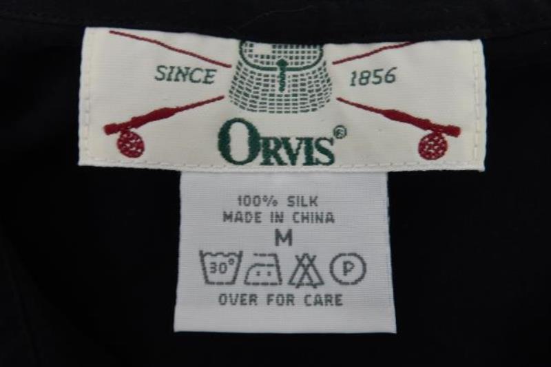 Vintage Orvis Silk Button Up Shirt Top Black Soft Women's Size M Raw Cut Hem