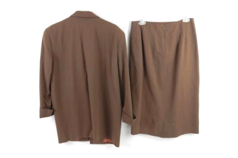 Vintage Nordstom Townsquare Wool Blazer Skirt Suit Brown Women's Size 12