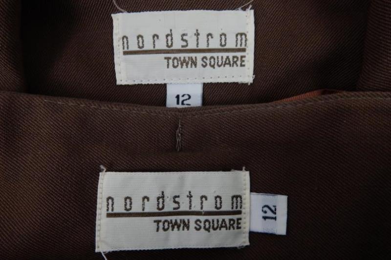 Vintage Nordstom Townsquare Wool Blazer Skirt Suit Brown Women's Size 12