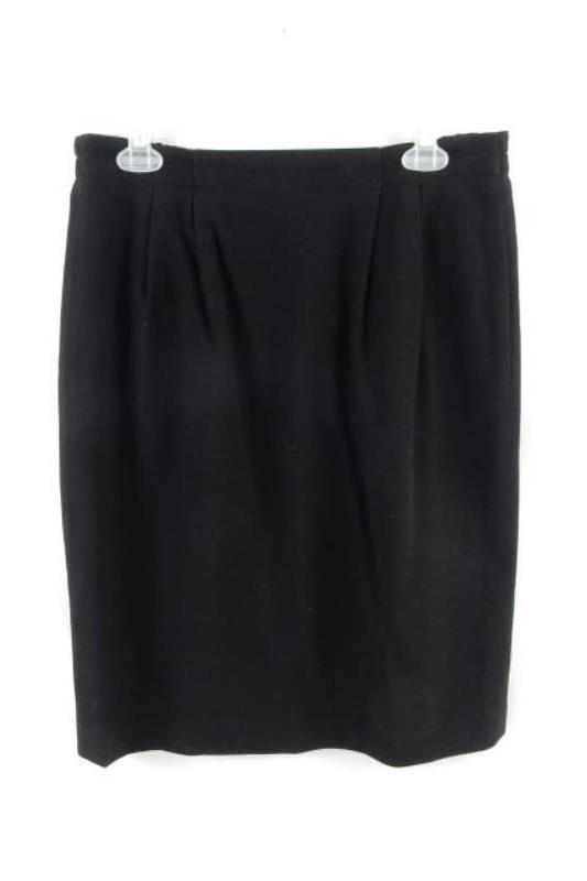 Vintage Valerie Stevens Women's Skirt Wool Black Pleated Size 8 Knee Length