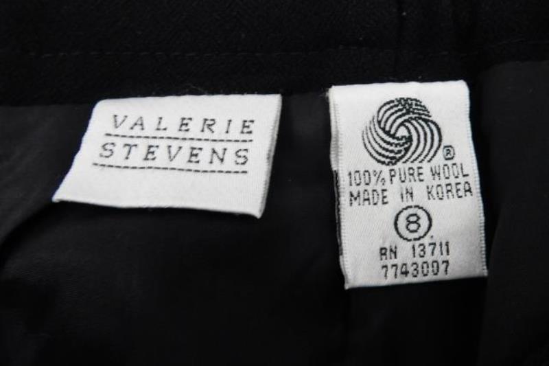 Vintage Valerie Stevens Women's Skirt Wool Black Pleated Size 8 Knee Length