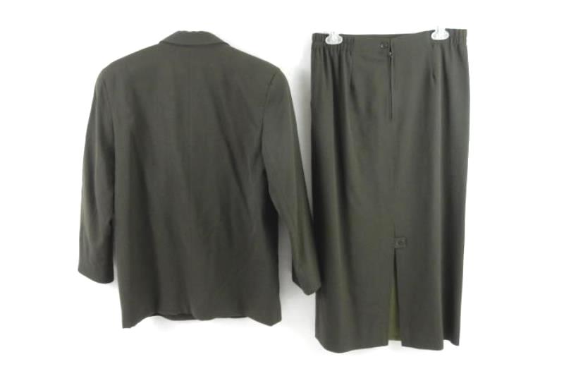 Vintage Gianni Sport Women's Suit Skirt Blazer Size 12 Dark Green Pure Wool
