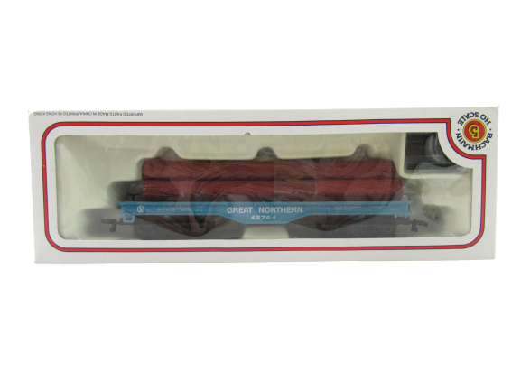 Vintage Bachmann HO Scale Railroad Flat Log Car Great Northern 42764