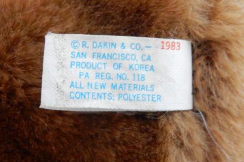 Dakin Teddy Bear 1983 6” Plush Vintage Stuffed Animal Brown Black Nose Eyes
