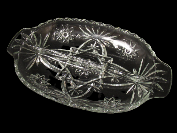 Vintage Anchor Hocking Prescut Divided Pickle Relish Dish Clear