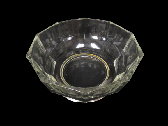 Vintage Crystal Paneled Bowl With Silver Plate Base Made in Italy
