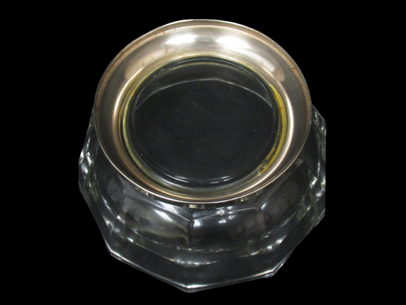 Vintage Crystal Paneled Bowl With Silver Plate Base Made in Italy