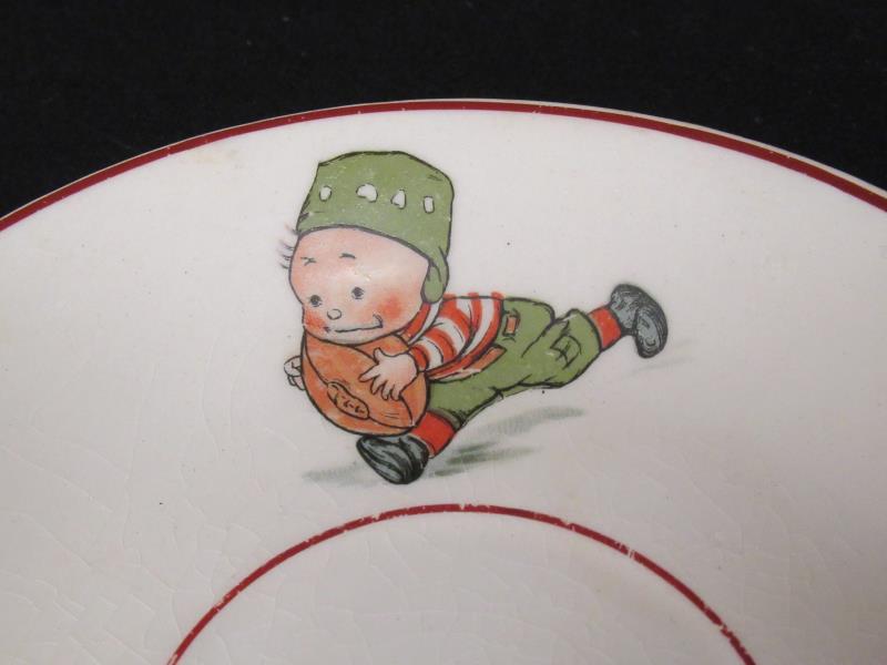 Vintage Elpco Porcelain Baby Plate Children Playing White 5.5in Round