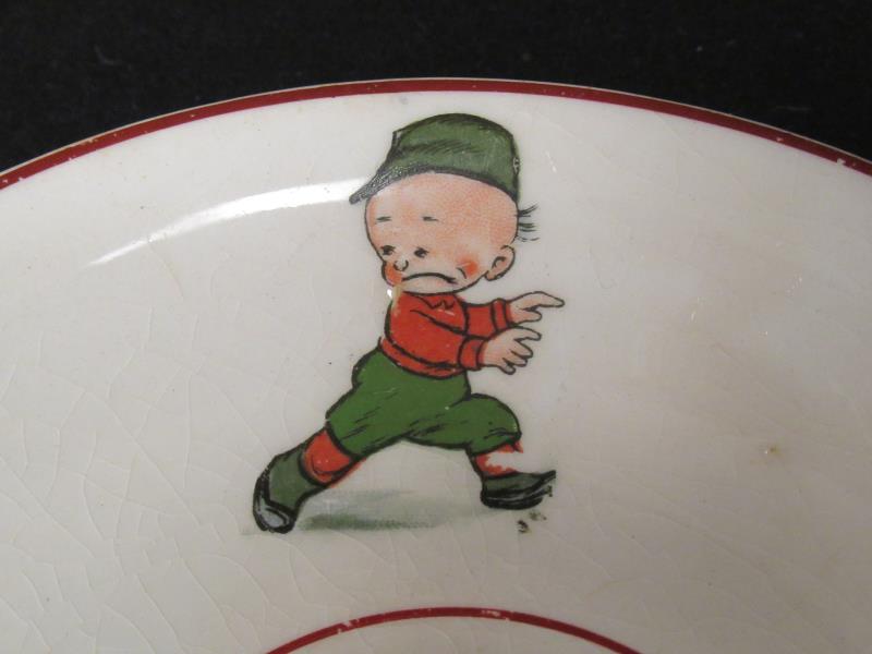 Vintage Elpco Porcelain Baby Plate Children Playing White 5.5in Round